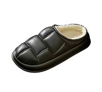 Men’s Padded Weave Slippers with Faux Fur Lining, Indoor Outdoor Waterproof EVA House Shoes, Anti-Slip Thick Sole Winter Warm Slip-On Mules, Lightweight Design, Cushioned Footbed for All-Day Comfort
