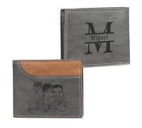 Men’s Personalised Wallet with Photo Engraved Wallet with Names Initial Custom Wallet for Family Friend Son Father's Day Gift (# 4)