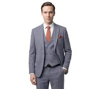 Men’s Pique Textured Charcoal Grey Suit Double Breasted Waistcoat 3 Piece Wedding Business Set Size Chest 40R Waist 34R