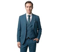 Men’s Pique Textured Olive Green Suit Double Breasted Waistcoat 3 Piece Wedding Business Set Size Chest 40R Waist 34R