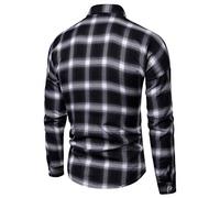 Men’s Plaid Flannel Shirts with Pocket Long Sleeve Regular Fit Lightweight Button Down Checkered Buffalo Plaid Shirt Soft Comfy Cotton Casual Lapel Collar Shirts A-Black