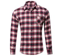 Men’s Plaid Flannel Shirts with Pocket Long Sleeve Regular Fit Lightweight Button Down Checkered Buffalo Plaid Shirt Soft Comfy Cotton Casual Lapel Collar Shirts