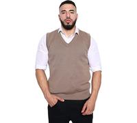 Men’s Plain 10G Slip Over Knitwear Knitted Waistcoat Sweater Cardigans Tank Tops Adults Gentleman V-Neck Sleeveless Ribbed Vest Classic Business Office Tank Top (Coffee, UK Medium)