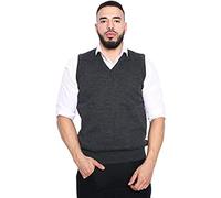Men’s Plain 10G Slip Over Knitwear Knitted Waistcoat Sweater Cardigans Tank Tops Adults Gentleman V-Neck Sleeveless Ribbed Vest Classic Business Office Tank Top (Charcoal, UK 3X-Large)