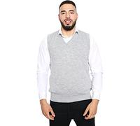 Men’s Plain 10G Slip Over Knitwear Knitted Waistcoat Sweater Cardigans Tank Tops Adults Gentleman V-Neck Sleeveless Ribbed Vest Classic Business Office Tank Top (Silver, UK 2X-Large)