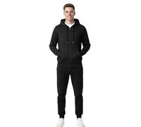 Men’s Plain Tracksuit Zip Up Hoodie & Joggers Trouser Suit Set - Casual Warm Fleece Top Regular Fit Track Suit Sweatsuit With Drawstring Hoodie And Front Pockets Jogging Sets UK S-XXL-Black - Large