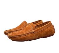 Men’s Plus Size Breathable Leather Loafers Moccasins Slip-On Shoes Comfortable Casual Easy Wear Driving and Daily Footwear for Gentlemen(Brown,10)