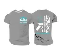 Men’s PTSD Awareness Graphic T-Shirt, Not All Wounds Are Visible No One Fights Alone Union Jack Print Short Sleeve Casual Top, Patriotic Mental Health Support Tee Grey