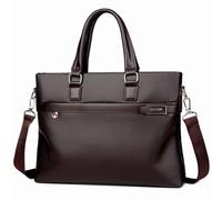 Men’s PU Leather Briefcase 14 Inch Laptop Bag, Multi-functional Waterproof Handbags, Oxford Attache Case (Dark brown PU,L15×W2.36×H11.5in)