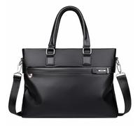 Men’s PU Leather Briefcase 14 Inch Laptop Bag, Multi-functional Waterproof Handbags, Oxford Attache Case (Black PU,L15×W2.36×H11.5in)