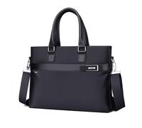 Men’s PU Leather Briefcase 14 Inch Laptop Bag, Multi-functional Waterproof Handbags, Oxford Attache Case (Black Oxford,L15×W2.36×H11.5in)