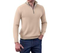 Men’s Quarter Zip Jumper, Jumpers Man V Neck Jumper Casual Work Golf Sweater Cotton Striped Knitted mens Roll Neck Jumpers Cable Knit Sweater Men Mens 1/4 Zip Jumper Pullover Sweaters