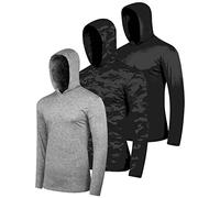 Men’s Quick Dry Fit Jumper Hoody Moisture Wicking Long Sleeve Active Athletic Hoodie Performance Hooded T Shirt Workout Running Fitness Gym Sports Casual Sweatshirt Rugby -Set 5, Small