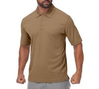 Men‘s Quick Dry Tactical Polo Shirt 4-Way Stretch Work Polo with Pen Pocket Sun Protection Moisture Wicking for Golf Hiking, Wax Khaki, 3XL
