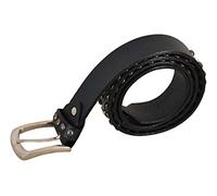 Men’s Real Leather Belts Star studded Cowhide Strong Punk Rock Gothic Style 630 (L 115cm, Navy Blue)
