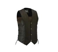 Men’s Real Leather Western Cut off Style Braided Gillet Biker Vest - Brown Classic Genuine Leather Motorcycle Riding Waistcoat - 2XL