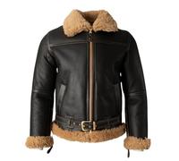 Men’s Real Sheepskin Flying Jacket - RAF Battle of Britain 1940 Bomber Coat - Genuine Shearling Aviator Jacket - Dark Brown (UK, Alpha, L, XL, Regular, Regular, L)