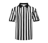 Men’s Referee Shirt Zipper Official Ref Shirt Costume Umpire Jersey for Womens Football Halloween Uniform, Zipper, M