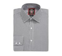 Men’s Regular Fit, Long Sleeve, Fine Stripe Shirts | Single Button Cuff | Traditional Tailoring | The Windsor Formal Dress Shirt for Men by Janeo British Apparel. (Grey, 14.5 in Collar)