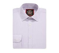 Men’s Regular Fit, Long Sleeve, Fine Stripe Shirts | Single Button Cuff | Traditional Tailoring | The Windsor Formal Dress Shirt for Men by Janeo British Apparel. (Lavender, 17.5 in Collar)