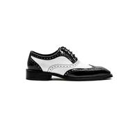 Men’s Retro Black White Leather Gatsby Brogues Shoes - Classic Wingtip Two-Tone Vintage Style Lace-Up Formal Dress Shoes[OU428-N98-BLACK-WHITE-40]