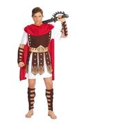 Men’s Roman Gladiator Fancy Dress Costume, Ancient Roman Soldier Outfit | With Cape, Tunic, Arm & Leg Guards for Halloween, WBD & Historical Theme Parties