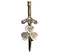 Men’s Scottish Kilt Pin Thistle Antique Kilts for Men 4” Inches - Scotland Highland cloak Pins & Brooches Silver Gift, Irish Sword Needle10cm (sword irish shamrock)