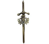 Men’s Scottish Kilt Pin Thistle Antique Kilts for Men 4” Inches - Scotland Highland cloak Pins & Brooches Silver Gift, Irish Sword Needle10cm (Thistle Antique)