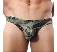 Men’s Sexy Camouflage Low Rise G-Strings and Thongs Briefs Bikini Underwear Camouflage M:Waistline 27"-30"