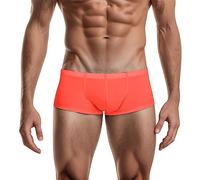 Men‘s Sexy Ultra-thin Ice Silky Boxer Shorts U Bulge Pouch Low Waist Breathable Underwear Stretch Quick-dry Underpants Anti Chafing Trunks for Daily Wear Orange