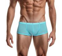 Men‘s Sexy Ultra-thin Ice Silky Boxer Shorts U Bulge Pouch Low Waist Breathable Underwear Stretch Quick-dry Underpants Anti Chafing Trunks for Daily Wear Light Blue