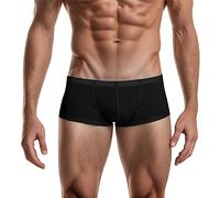 Men‘s Sexy Ultra-thin Ice Silky Boxer Shorts U Bulge Pouch Low Waist Breathable Underwear Stretch Quick-dry Underpants Anti Chafing Trunks for Daily Wear Black