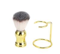 Men ' s Shaving Brush with Stand | Synthetic Hair & Metal Holder | Ergonomic Grip for Rich Lather | Travel/Barber Shop/Home Use | Grooming Essential