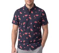 Men’s Short Sleeve Button Down Novelty Print Shirts - Casual Collared Summer Vacation Shirts for Men - Big & Tall Sizes S-4XL, Watermelon - Black, 4XL Big