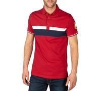 Men’s Short Sleeved Panelled Polo Shirt Embroidered Cotton Sports T-Shirt (UK, Alpha, 3XL, Regular, Regular, Red)