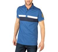 Men’s Short Sleeved Panelled Polo Shirt Embroidered Cotton Sports T-Shirt (UK, Alpha, 3XL, Regular, Regular, Blue)