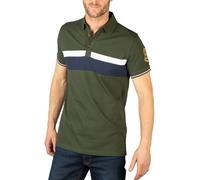 Men’s Short Sleeved Panelled Polo Shirt Embroidered Cotton Sports T-Shirt (UK, Alpha, 3XL, Regular, Regular, Dark Olive)