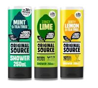 Men’s Shower Gift Set - Original Source Mint & Tea Tree, Zingy Lime & Zesty Lemon Shower Gels (250ml) - Fresh, Energising Triple Shower Gel Gift for Him