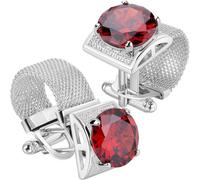 Men’S Silver Luxury Birthstone Crystal Cufflinks With Chain For Wedding Birthday Christmas