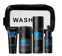 Men’s Skin Care Set, 4-Piece Hydrating Face Care Set with Exfoliating Facial Cleanser, Toner, Face Cream, Serum, Oil Control, Non-Greasy Formula, Complete Daily Skincare Routine Gift Kit