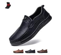 Men’s Slip-On Orthopedic Leather Boots, Flat Loafers Comfortable Business Casual Handmade Driving Boot Travel & Outdoor(Black,7 UK)