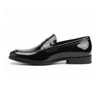 Men’s Slip-On Penny Loafers Classic Faux Leather Dress Shoes - Black 7