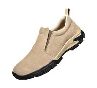 Men’s Slip-On Suede Walking Shoes, Lightweight Casual Loafers for Men with Soft Cushioned Sole, Wide Fit Breathable Trainers, Anti-Slip Rubber Outsole, Flexible Everyday Footwear Khaki