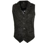 Men’s Smooth Goat Suede Classic Smart Black Leather Waistcoat 5XL
