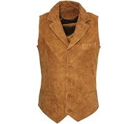 Men’s Smooth Goat Suede Classic Smart Tan Leather Waistcoat 4XL