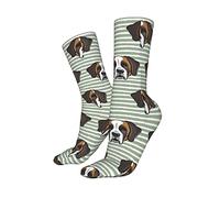 Men’S Socks St Bernard Dog On Sage Stripes Trainer Socks Casual Office Socks Nonslip Sports Socks For Work Men Yoga 40Cm