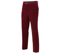 Men’s Soft Velvet Trousers Classic Dinner Part Tailored Fit Dress Pants [TRS-SAM-BURGUNDY-46] Maroon