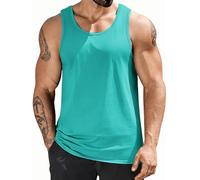 Men’s Solid Colour Sleeveless Vest 1/3 Pcs Cotton Lightweight Breathable Casual Gym Undershirt for Summer Activewear Turquoise