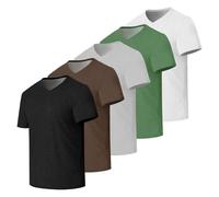 Men’s Solid V-Neck Short Sleeve T-Shirts 3/5 Pack Plain Color Casual Basic Tees Multipack Soft Breathable Summer Tops