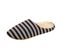 Men’s Striped Cotton House Slippers, Breathable Memory Foam Indoor Shoes with Soft Lining, Lightweight Anti Slip Closed Toe Home Footwear, Ideal for Bedroom, Lounge and Everyday Home Use